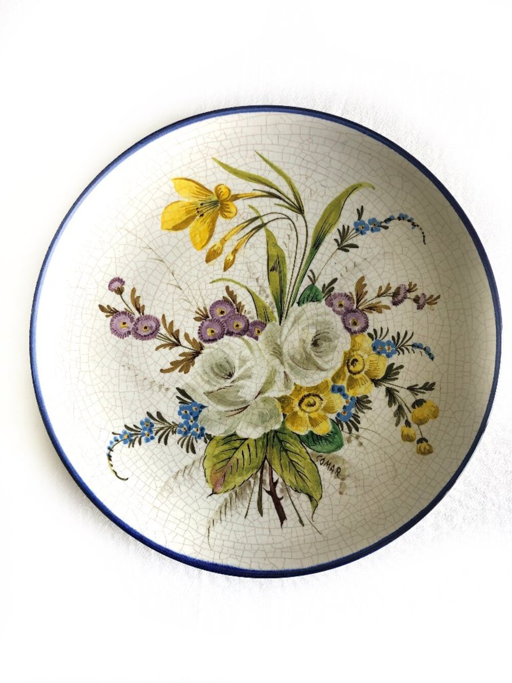 Rigatierri Hand Painted Ceramic Decorative Floral 12 inch Plate, Made in Italy